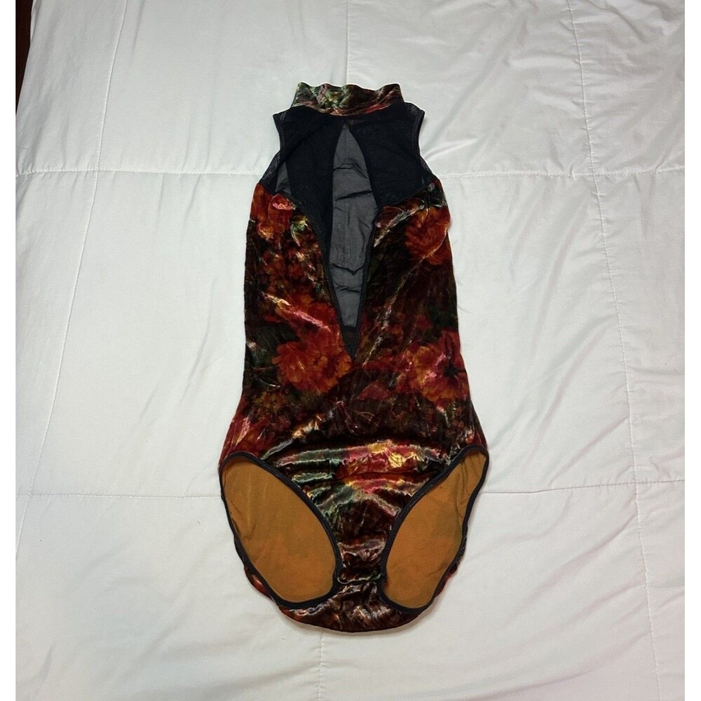 VTG 70s/80s Victoria's Secret Bodysuit Sz P Whimsygoth Velour Velvet Floral Mesh